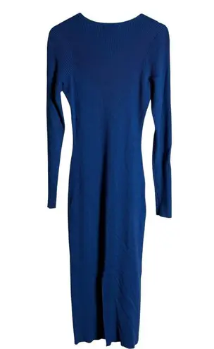 Great Jones Cobalt Blue Long Sleeve Ribbed Knit Sweater Midi Dress Size Medium