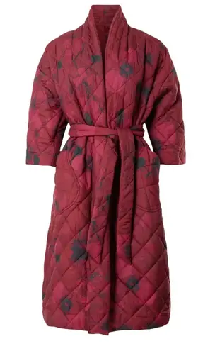 Hutch Mason Floral Short Sleeve Coat in Red Floral, Size L