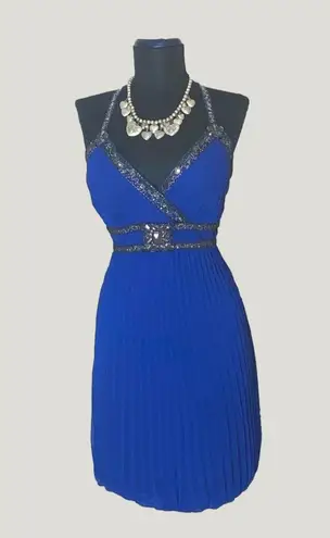 Sue Wong Nocturne Beaded Cocktail Dress Royal Blue Size 10