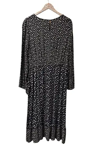 Fat Face Margot Pop Ditsy Floral Long Sleeve Midi Maxi Dress Black Multi US 12