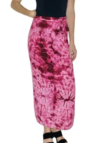 Vintage Y2K Pink Magenta Tie Dye Hippie Festival Wrap Maxi Skirt