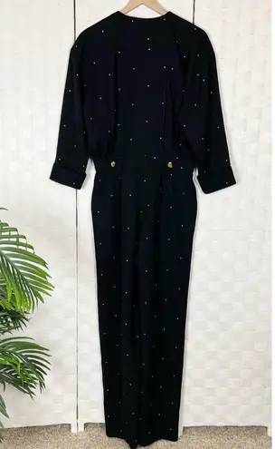 Vintage Escada Black With Hearts Long Sleeve Jumpsuit Size 40