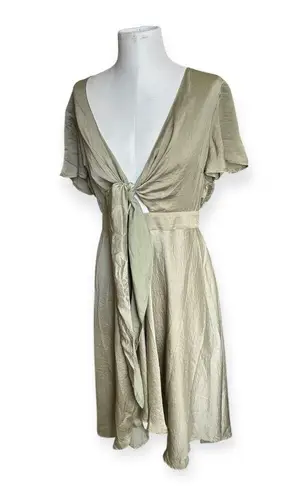 Billy J Sunny Daze Olive Green Tie Front Cutout Dress Size 14