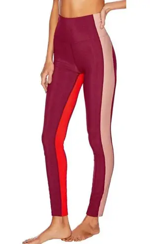 Beach Riot  Colorblock Rib Leggings Size XS Merlot Red High Waist Ankle Slim NWT