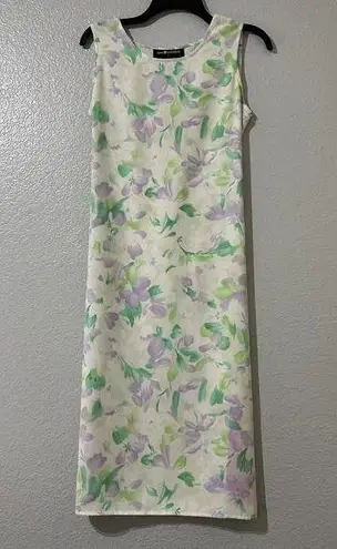 Sag Harbor Midi Dress Sz 6P 6 Petite Pastel Floral Sleeveless Tie Back