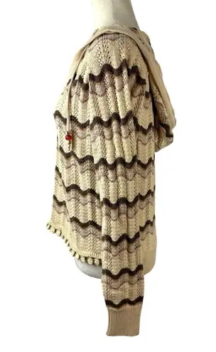 Heartloom New Elias Chevron Print Knit Sweater Hoodie Size Medium Crochet Beachy