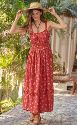 Sundance Artful Ari 100% Cotton Floral Maxi Dress in Large