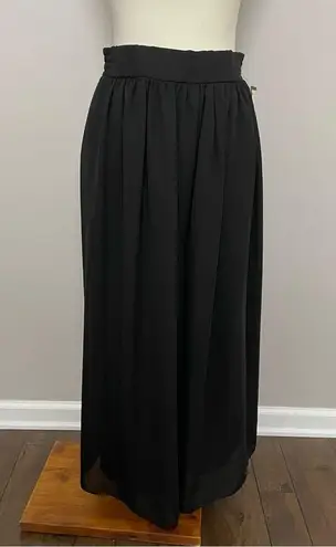Vintage Clio Pants Wide Leg Palazzo Culottes Cropped Elastic Waist Lined Black Size M