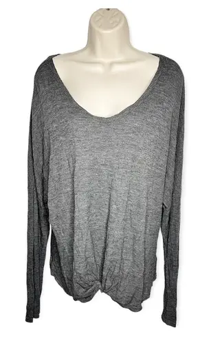 Chance or Fate Gray Light Weight Waffle Knit Scoop Neck Long Sleeve Top Size XL