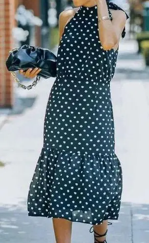 TCEC Local Flare Polka Dot Tie Midi Dress