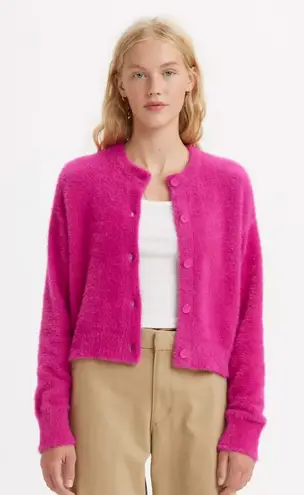 Levi's NWT  Cat Cardigan Sweater Fuzzy Color: Festival Fuchsia - Pink Medium