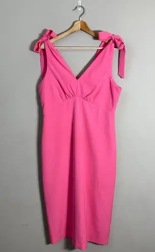 Julia Jordan V-Neck Tie Sheath Knee Length Dress Womens 12 Pink Bows Formal Chic