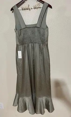 Show Me Your Mumu  Claire midi satin dress in moss green luxe satin NEW XL