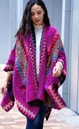 Shiraleah  DORA CAPE Bright vibrant crocheted colors oversized shawl cardigan NWT