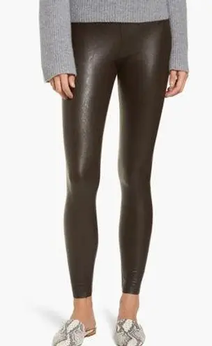 Commando Control Faux Leather Leggings Shape-wear Tummy Control Brown Large