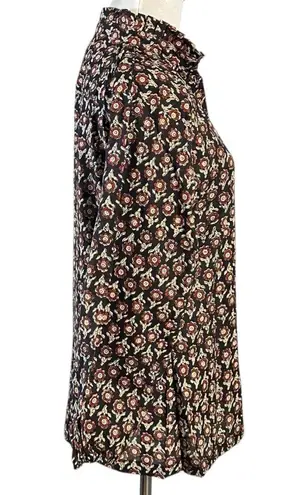 Mod’s Mahal Indian Cotton Block Print Retro 70s Button Down Shirt Size Medium Black