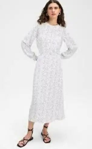 Goop G. Label White CITRINE PRINTED long sleeve midi DRESS size 12