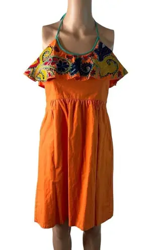 Judith March Judith March backless orange sundress embroidered sz small