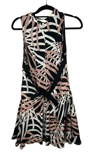 Proenza Schouler Patterned Tie Waist Dress Size 4 Black Pink Designer 10