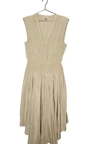 Ramy Brook Brown Crepe Hourglass V-Neck Smocked Waist Preslie Dress Size XL