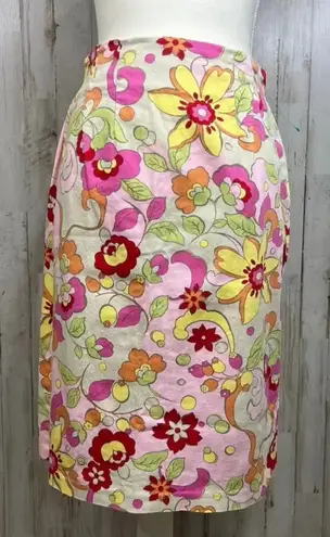 Carolina Blues Women's 6 Floral Stretchable Waistband Back Slit Midi Skirt