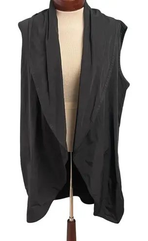 Bryn Walker Size XL Black Sleeveless Long Vest Open Front Minimalist Lagenlook