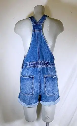 No Boundaries Vintage  Distressed Denim Bib Overall Shorts Shortalls~M~