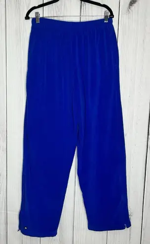Holloway Blue Drawstring Fleece Track Warm-Up Pants Ankle Zip Sz L (30x29) Vtg