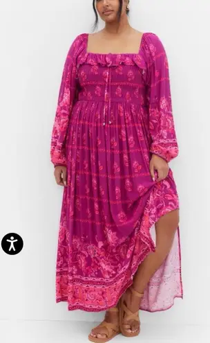 City Chic NWT Estelle Maxi Dress Magenta Smocked Ruffle size 16