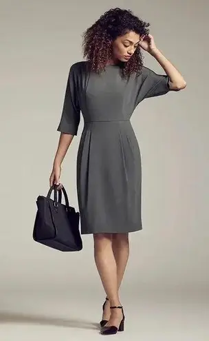 MM.LaFleur Grey Mei 3/4 Sleeve Pocket Shift Dress in Monsoon Size 2