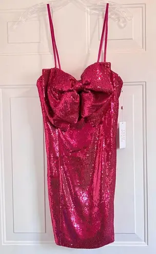 Torn By Ronny Kobo Lindsay Sequin Bow Mini Dress, Color Tulip Pink, Size M, NWT