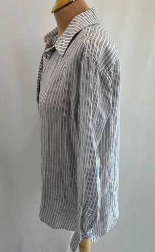 Roots Canada Blue & White Striped Linen Popover Shirt