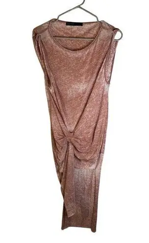 AllSaints Women's XS Pink Draped Midi Dress Sleeveless Modern Style Stan…