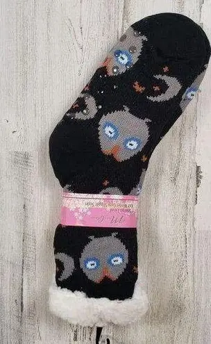 NWT Mari Clare Sherpa Lined Knit Winter Owl Moon Star No