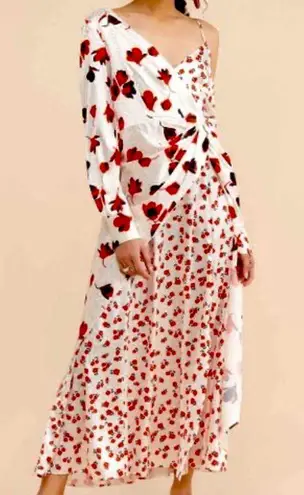 O.P.T . Women’s Emilia Knot Front One Shoulder Surplice Dress Floral Size Sm NWOT