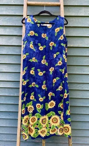 Vintage 90’s LA CERA blue sunflower maxi dress size/M Size M