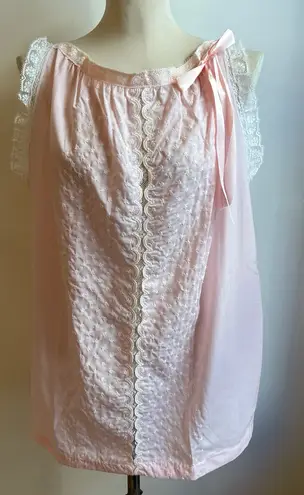 NWOT 50s Vintage Aristocraft Babydoll Nightgown Embroidered Lace Ribbon Medium Pink