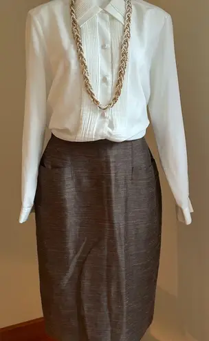 Mary Ann Restivo Vintage Midi Gold Brown Blue Purple Mini Stripes Skirt SZ 12