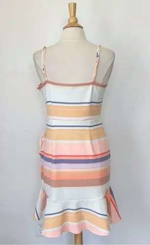 Bar III Pastel Striped Faux Wrap Sleeveless Dress