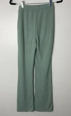 21 Saints Sage Green Ribbed Flare Pants Large