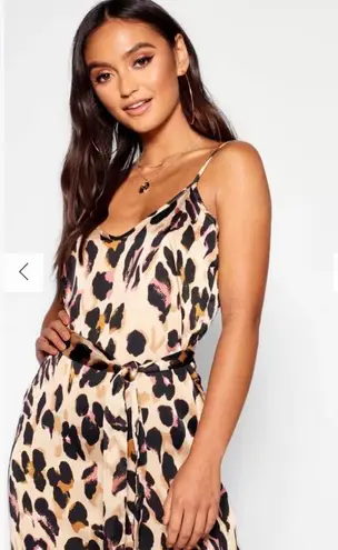 Boohoo 🔴 SATIN LEOPARD PRINT Lingerie style DRESS by  size 4 NEW