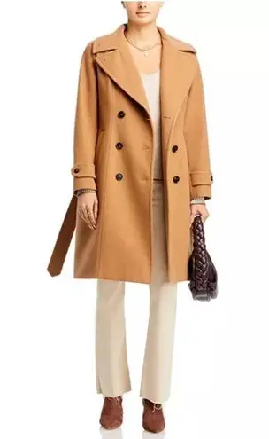 Norwegian Wool Notch Collar Double Breasted Coat, Camel Size XL New w/Tag $1,795 Tan