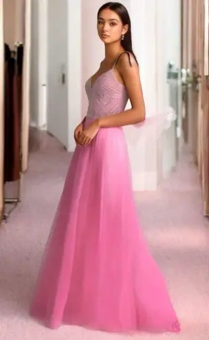 Vienna Prom Dress Pink with Silver Rhinestones Size 2