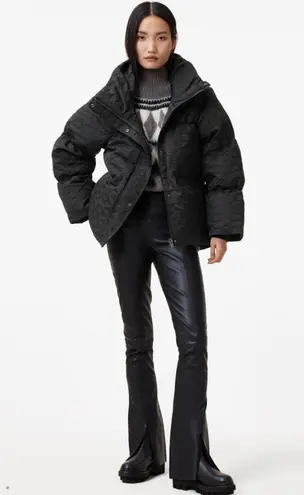 ALLSAINTS Peckham Geometric Jacquard women’s Puffer Jacket size 12 New no tags Black