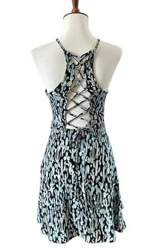 Ramy Brook Dress Halter Open Back Mini Dress Green Cactus Print Size XXS NWT
