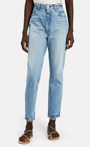 Moussy Vintage Glen Boy Straight High Waisted Barrel Jeans Size 26 Minimalist Blue