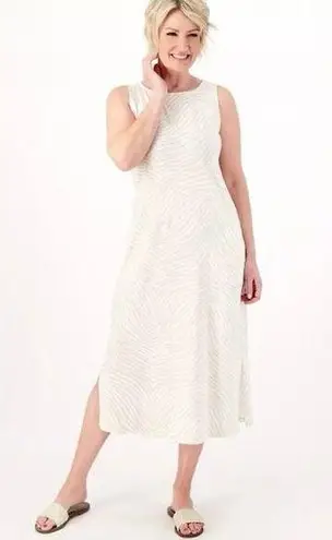 Denim & Co NATURALS NWOT Zebra Print Sleeveless Casual Midi Dress Beige Small