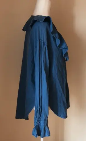 Free People  Amber Ruffle Top Blue