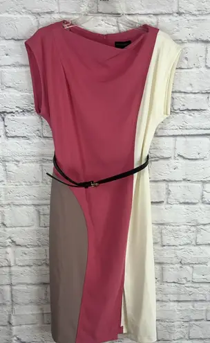 Donna Karan Women's NWT Contemporary Colorblocked Sheath Belted Midi Dress 8