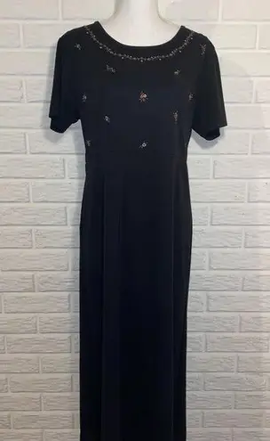 Vintage 90s Y2K Babydoll Empire Waist Floral Embroidered Maxi Dress, Size Medium